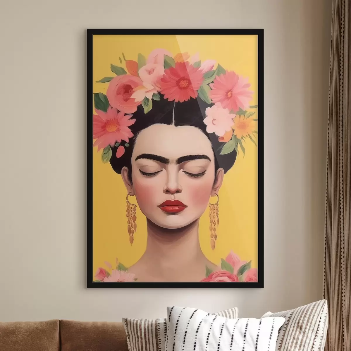 Plakat Naise portree lilledega juustes f44680