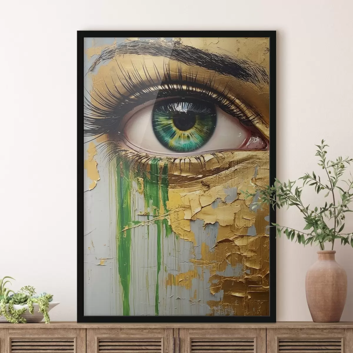 Plakat Roheline silm pragunenud värvi taustal f44690