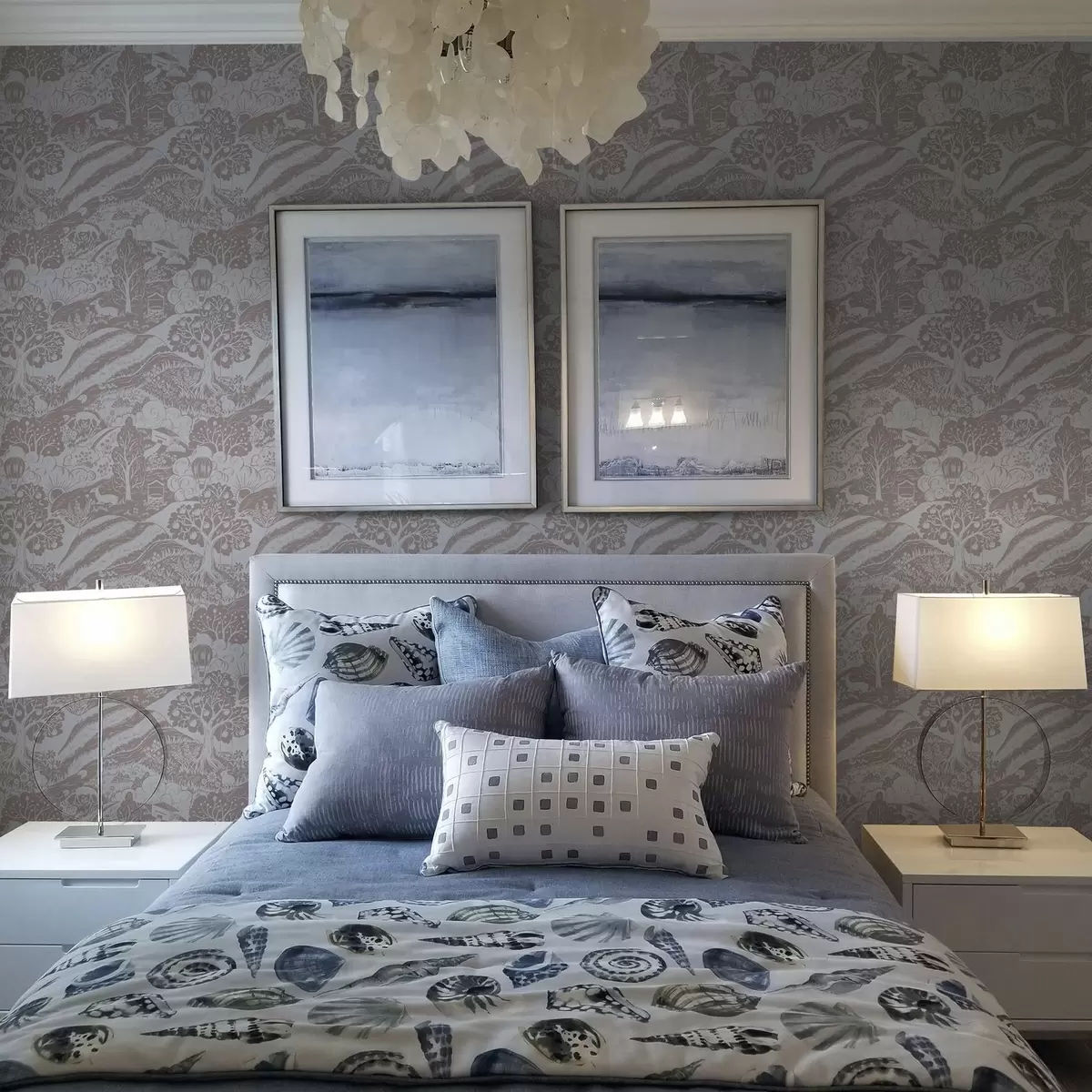 Tapeet Pastelljoonis muinasjutu illustratsioon loomade ja puudega a00172v1