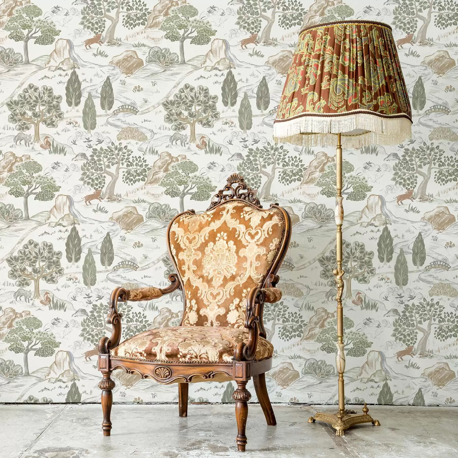 Fototapeedid Muinasjutuline looduse kaart loomade ja puudega a00177