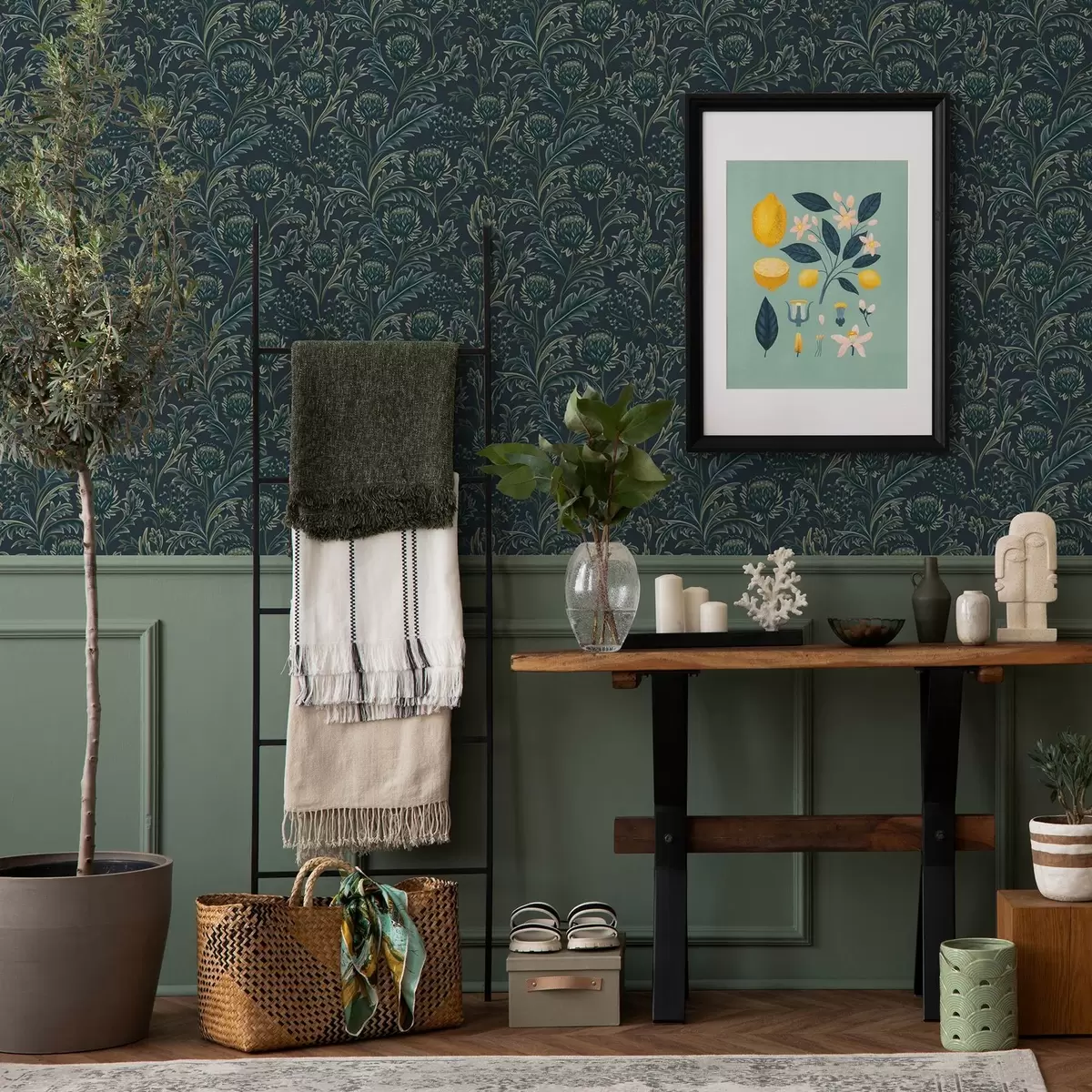 Tapeet Tumeroheline lillemustriga artišokkide muster a00186