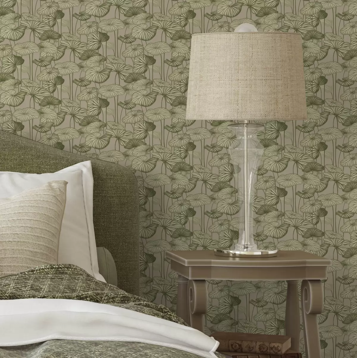 Tapeet Graafilised lootoslehed retro stiilis beežil taustal a00188