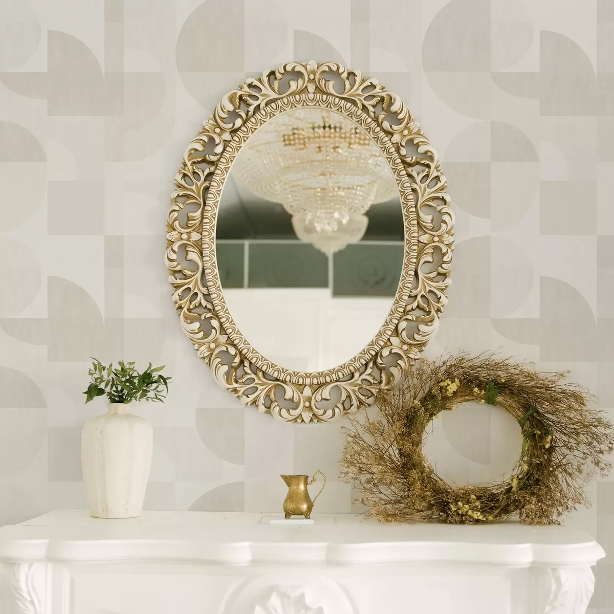 Tapeet Minimalistlik geomeetria heledas kreemjas paletis a00189