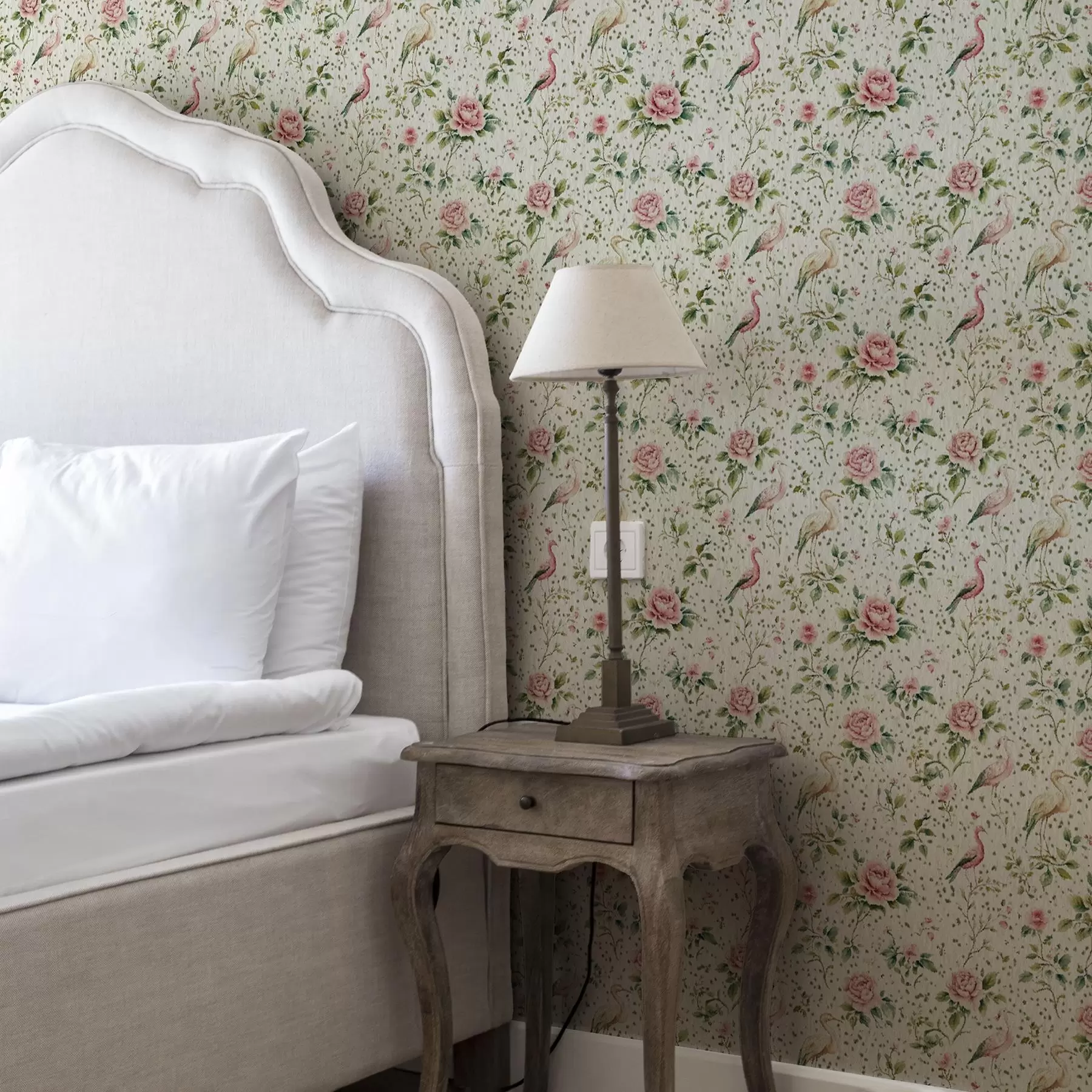 Fototapeedid Pastellroosad roosad ja linnud shabby chic stiilis a00201