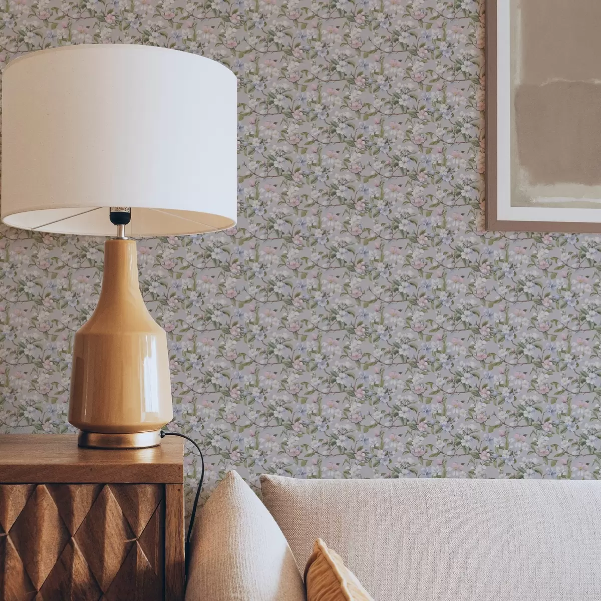 Tapeet Pastell lillede diagonaal renessansiaegse tekstiili stiilis a00205