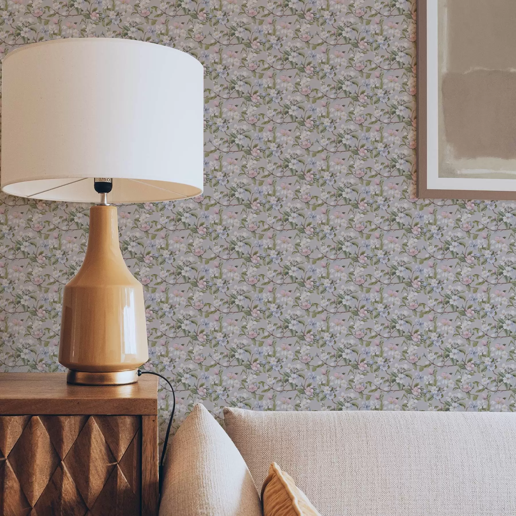 Fototapeedid Pastell lillede diagonaal renessansiaegse tekstiili stiilis a00205