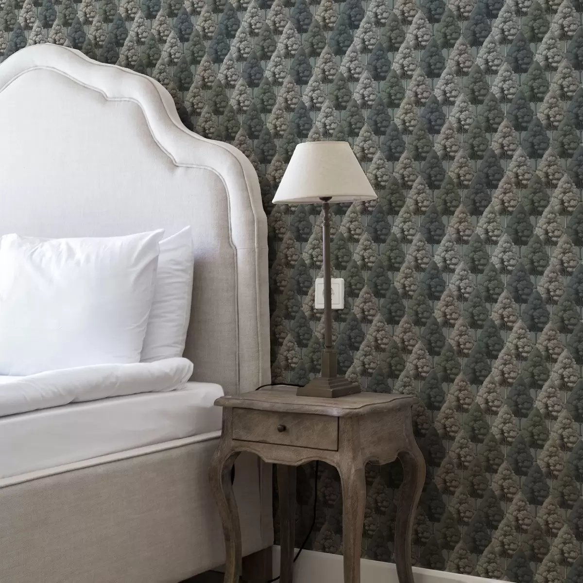 Tapeet Geomeetriline metsa muster roheliste värvidega puudega a00209