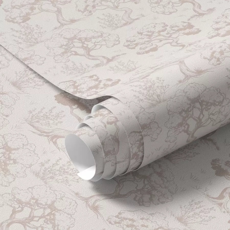 Fototapeedid Monokromaatilised puude siluetid vintage stiilis, beeži värvi skeemiga a00210