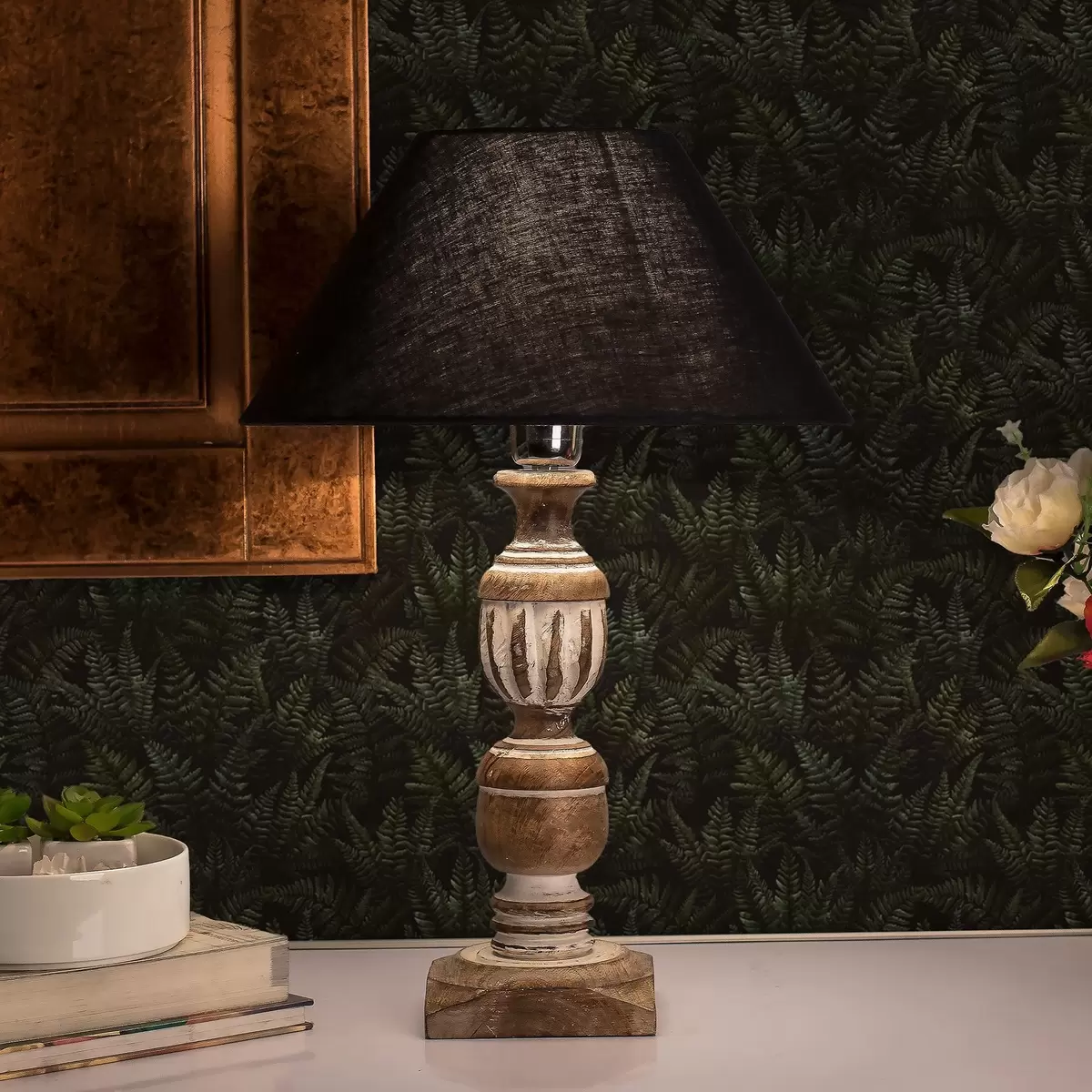 Tapeet Tume sõnajalg, metsaornament, öised värvid a00214