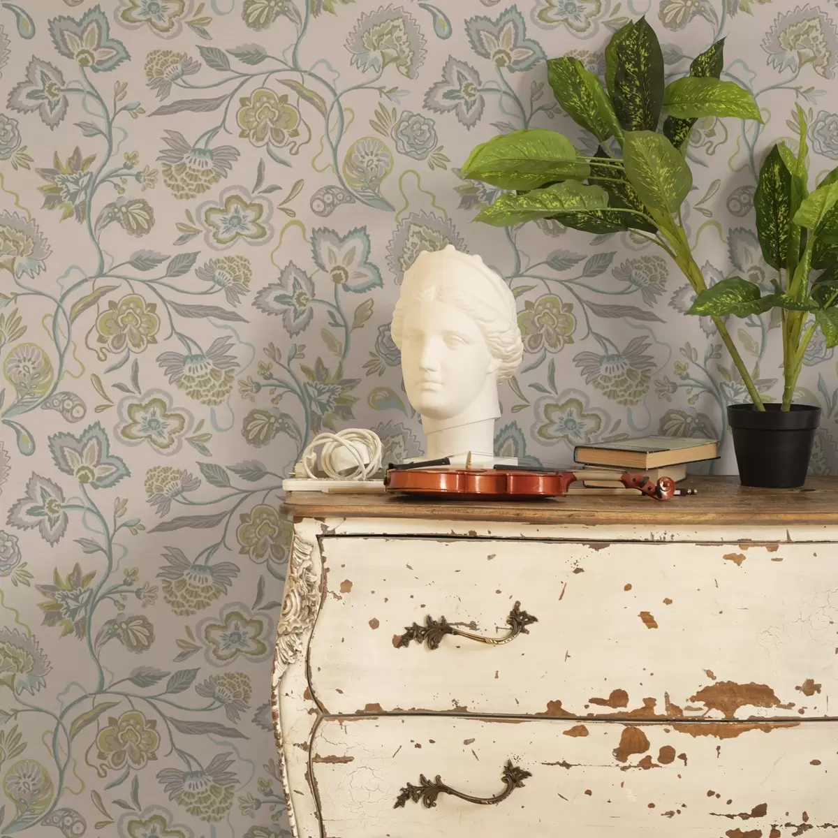 Tapeet Dekoratiivsed lilled pastelsetes värvides, vintage stiilis a00222