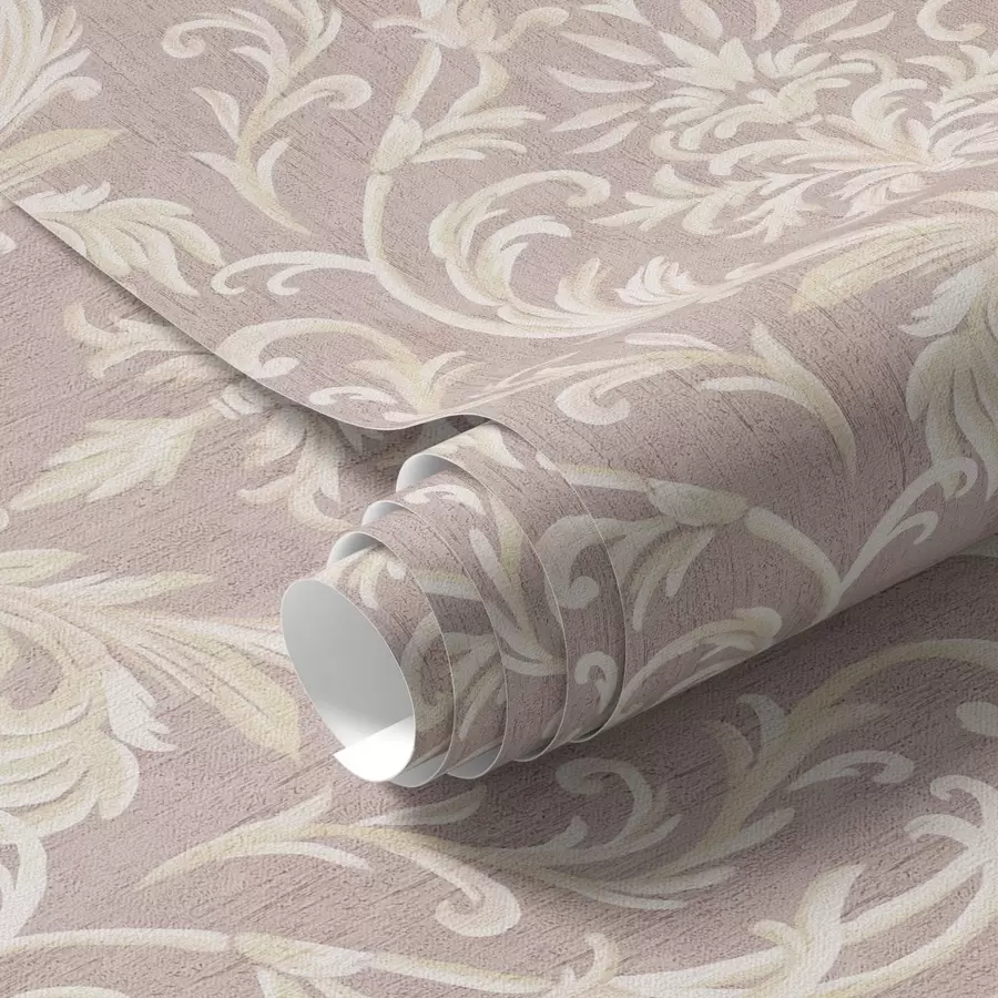 Fototapeedid Klassikaline damast roosa taustal, barokk muster a00227