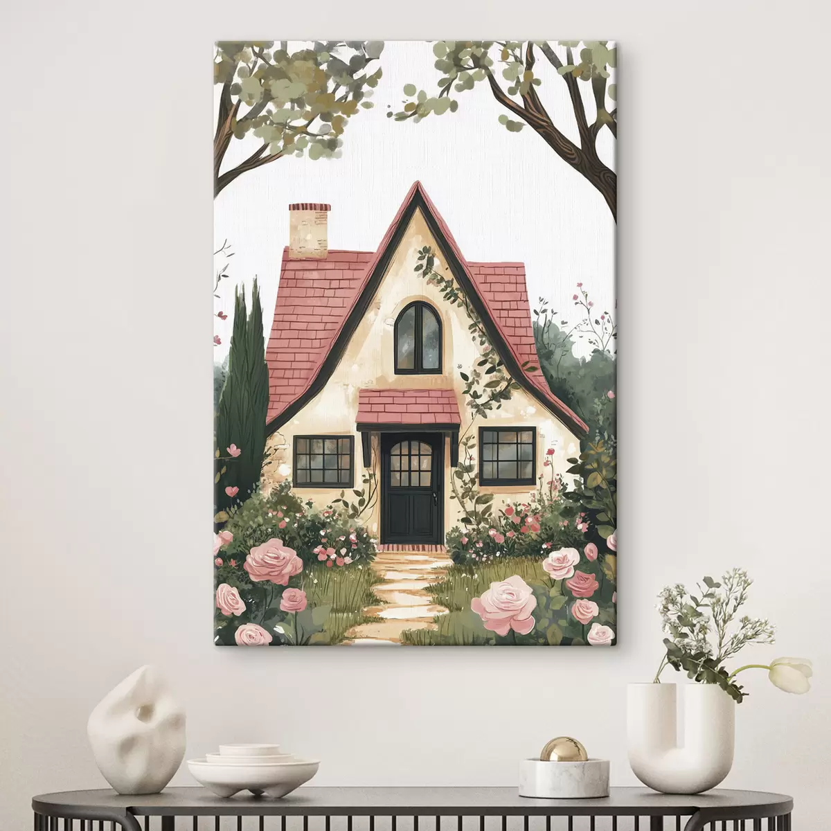 Pilt Muinasjutuline maja metsas, roosid, pastelses stiilis s44718