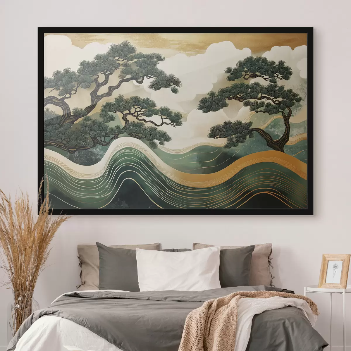 Plakat Abstraktsed maastikud mändidega, hiina stiilis f44720