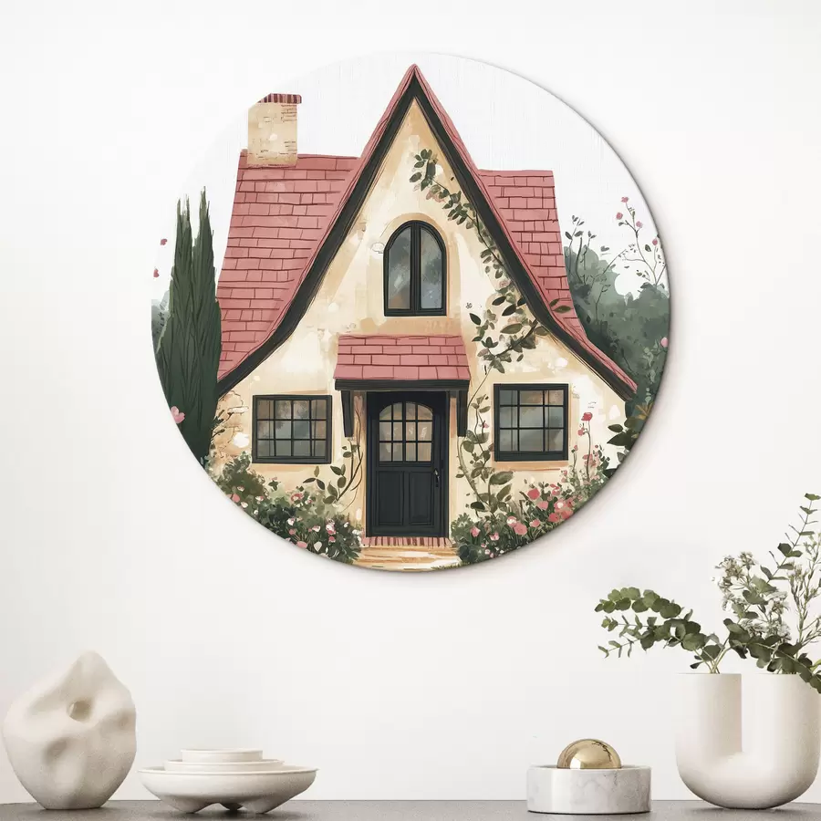 Pilt Muinasjutuline maja metsas, roosid, pastelses stiilis r44718