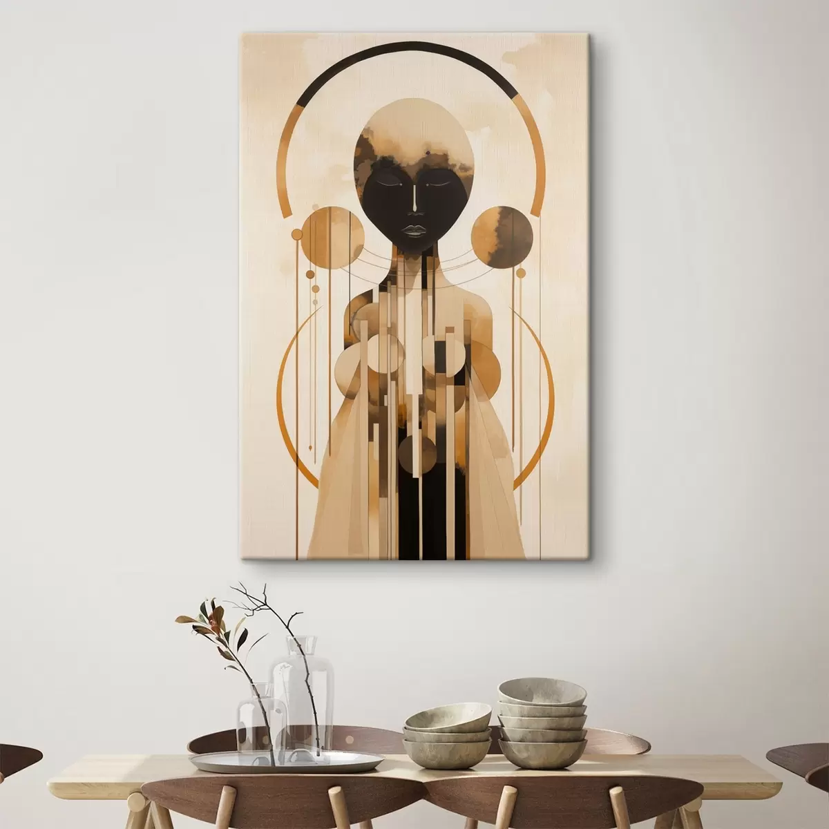 Pilt Beeži ja pruuni värvipaletiga ringidega figuur s44747