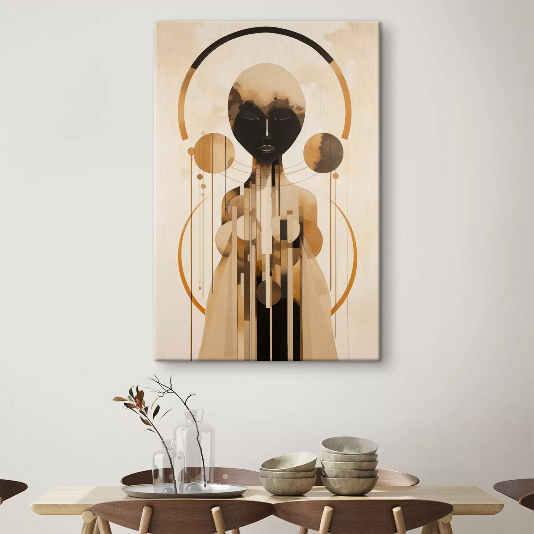 Pilt Beeži ja pruuni värvipaletiga ringidega figuur s44747