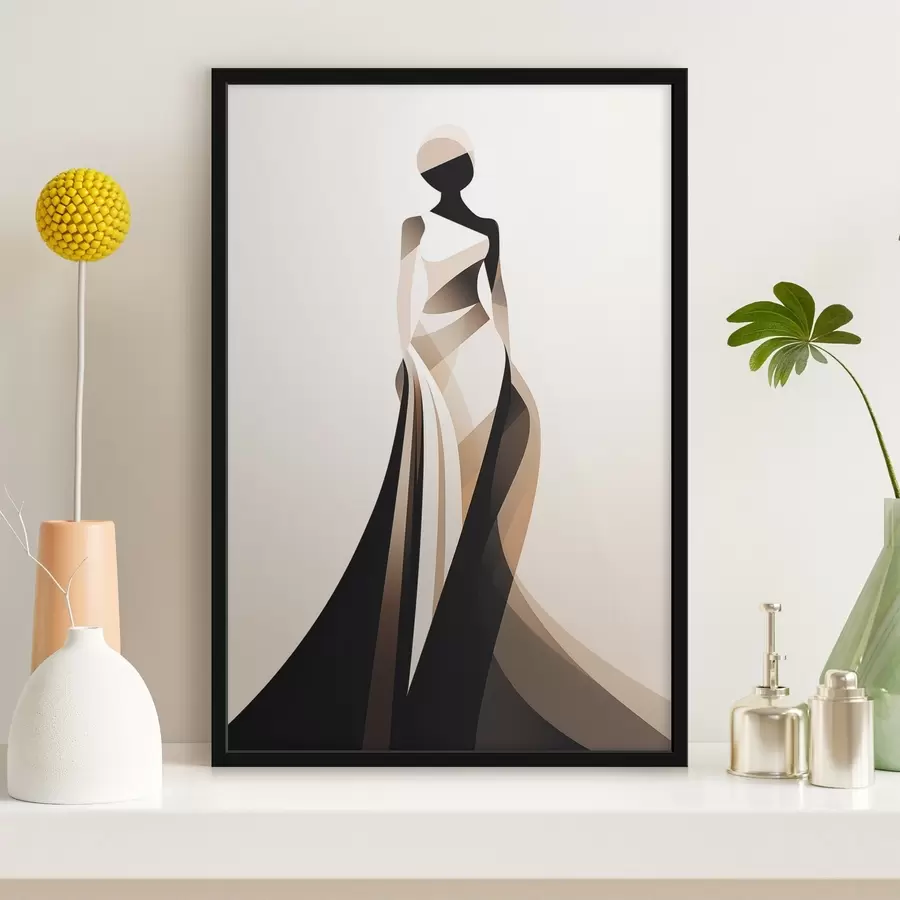 Fototapeedid Naise siluett beeži ja mustades toonides f44749