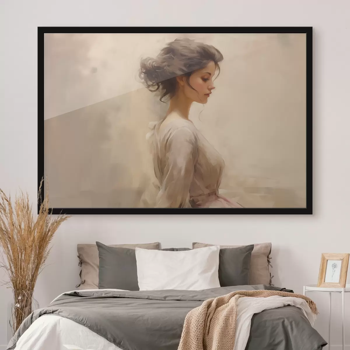 Plakat Õrn naisfiguur heledal taustal f44752