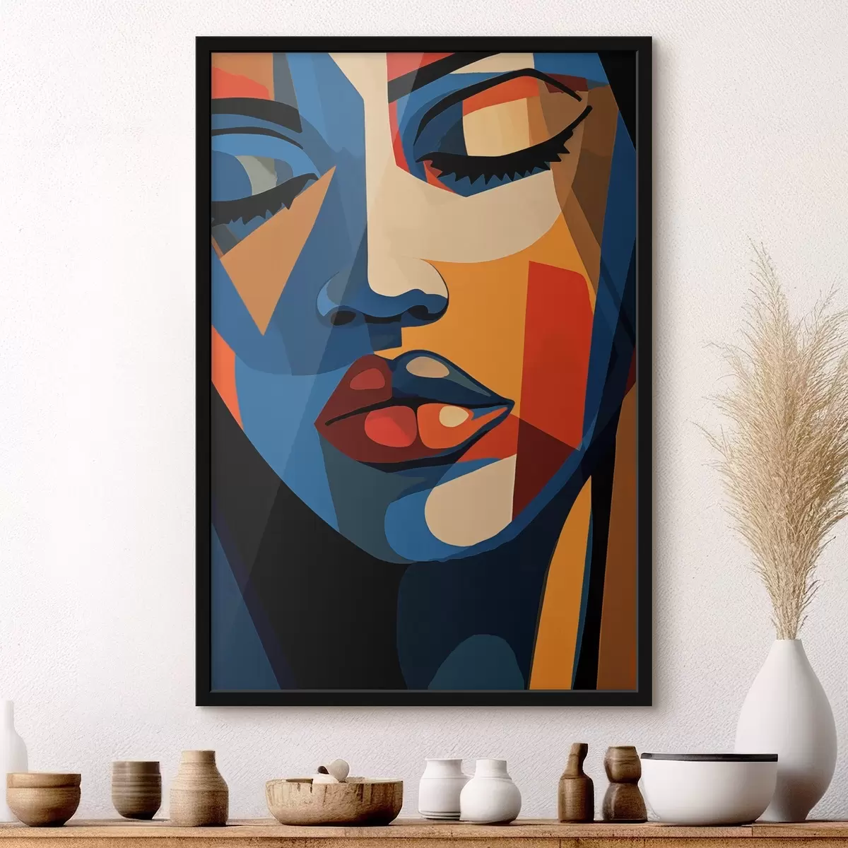 Plakat Pop art stiilis portree graafiliste aktsentidega f44759