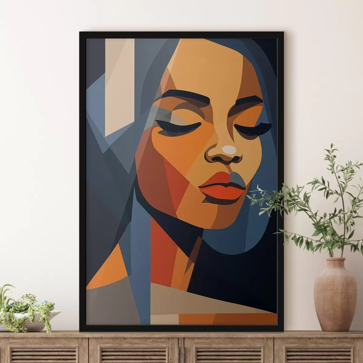 Plakat Graafiline portree suletud silmadega f44760