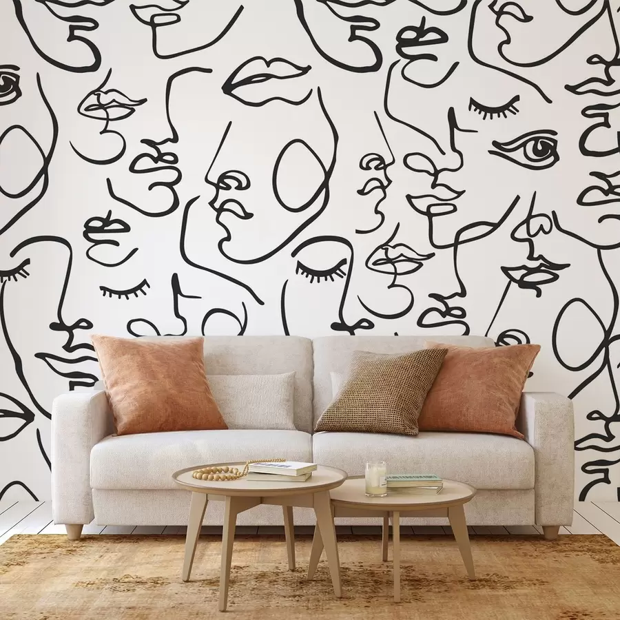 Fototapeedid Abstraktne nägu musta värvi w04121