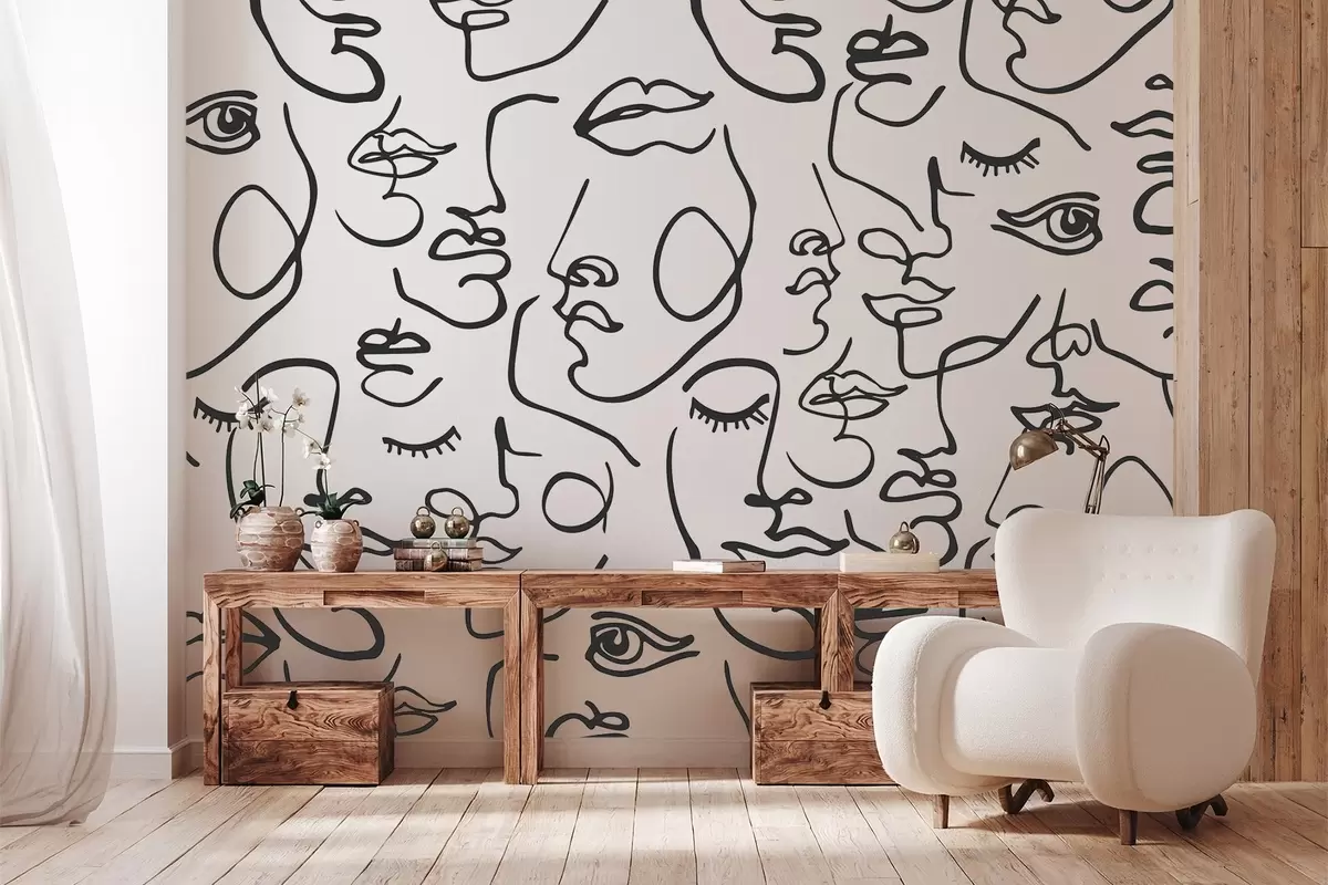 Fototapeedid Abstraktne nägu musta värvi w04121