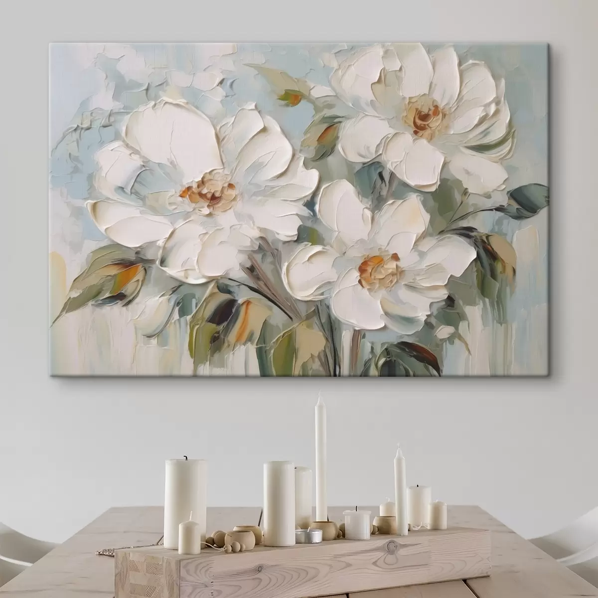 Pilt Valge lillede imitatsiooni maalimine s44775