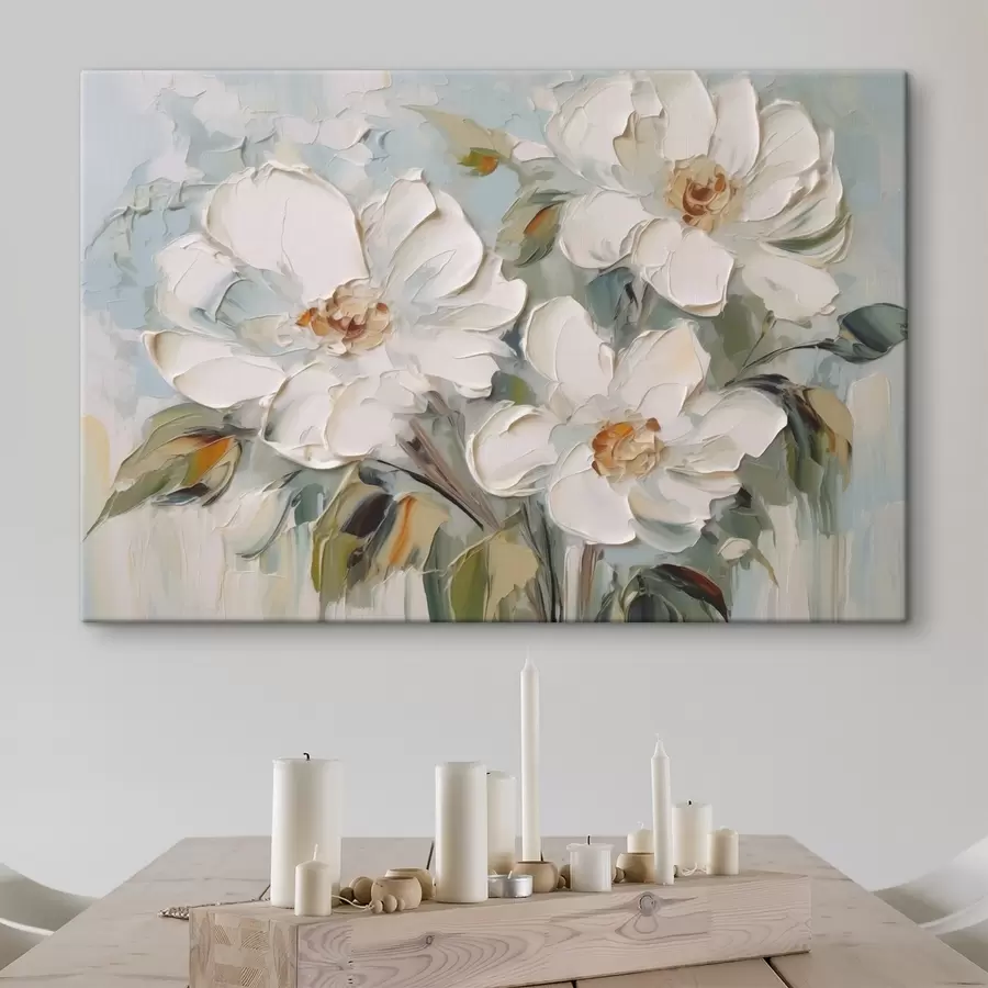 Fototapeedid Valge lillede imitatsiooni maalimine s44775