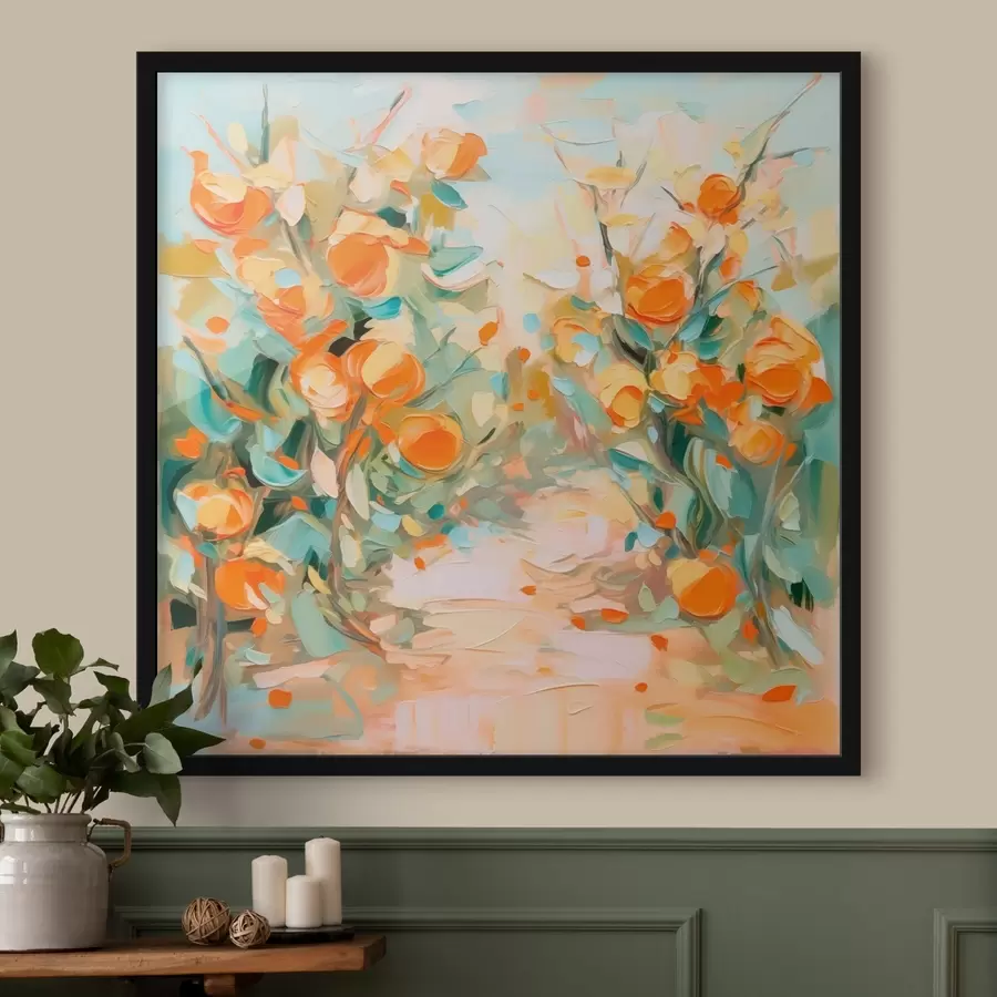 Fototapeedid Abstraktne apelsinimetsade imitatsioonimaal f44772