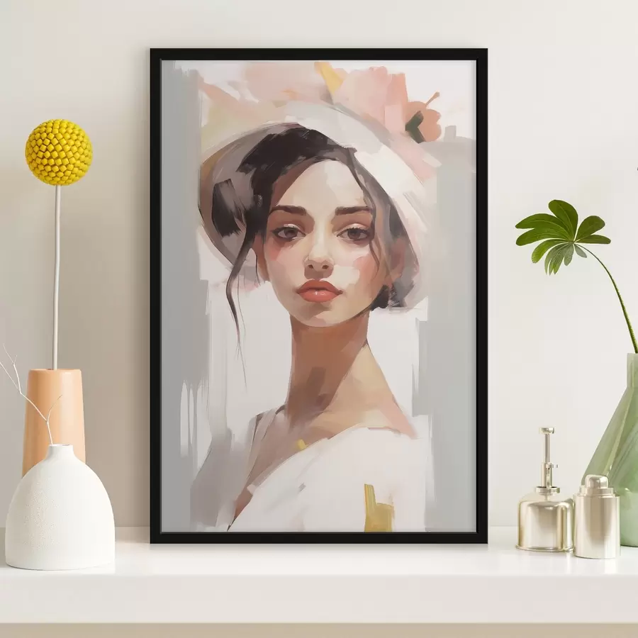 Fototapeedid Tüdruk mütsiga imitatsiooni maalimine f44778