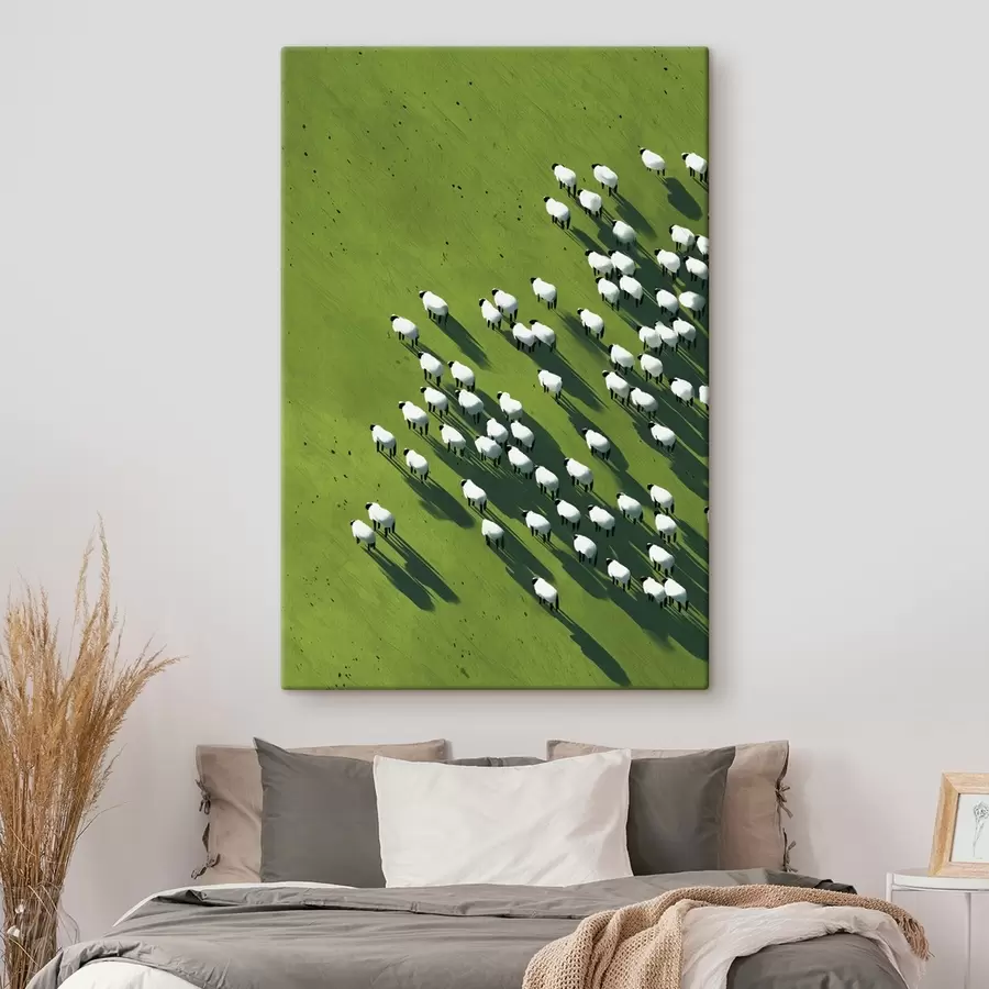 Pilt Roheline põld lambakarjaga, abstraktsioon, õhuvaade s44793