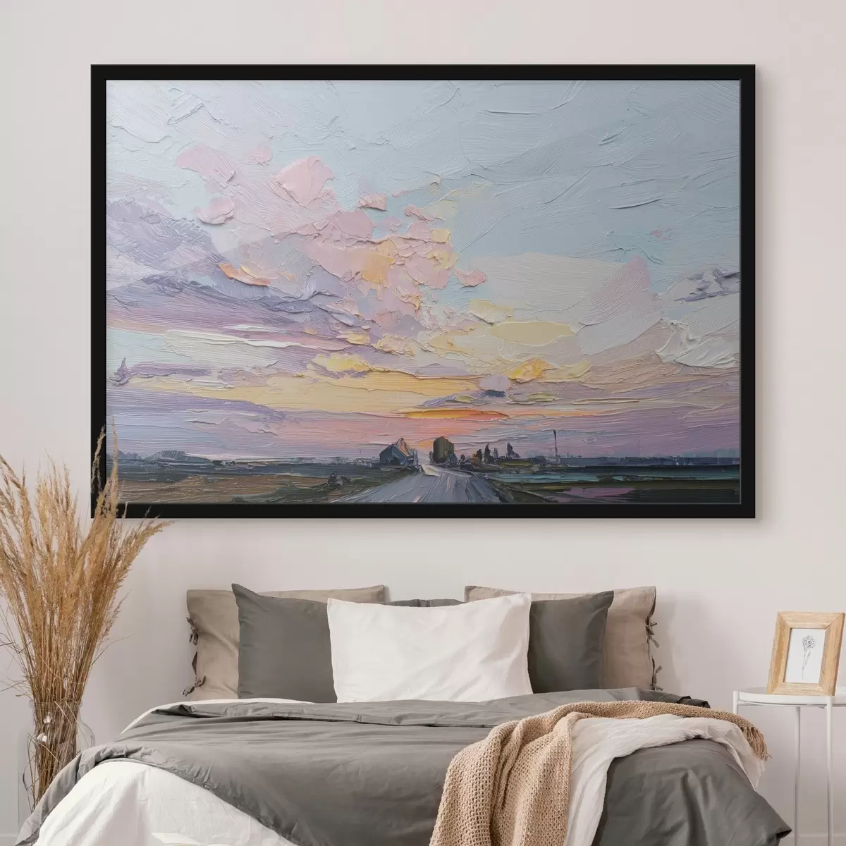 Plakat Maastikumaastikud õlistiilis joonistus, päikeseloojang f44794