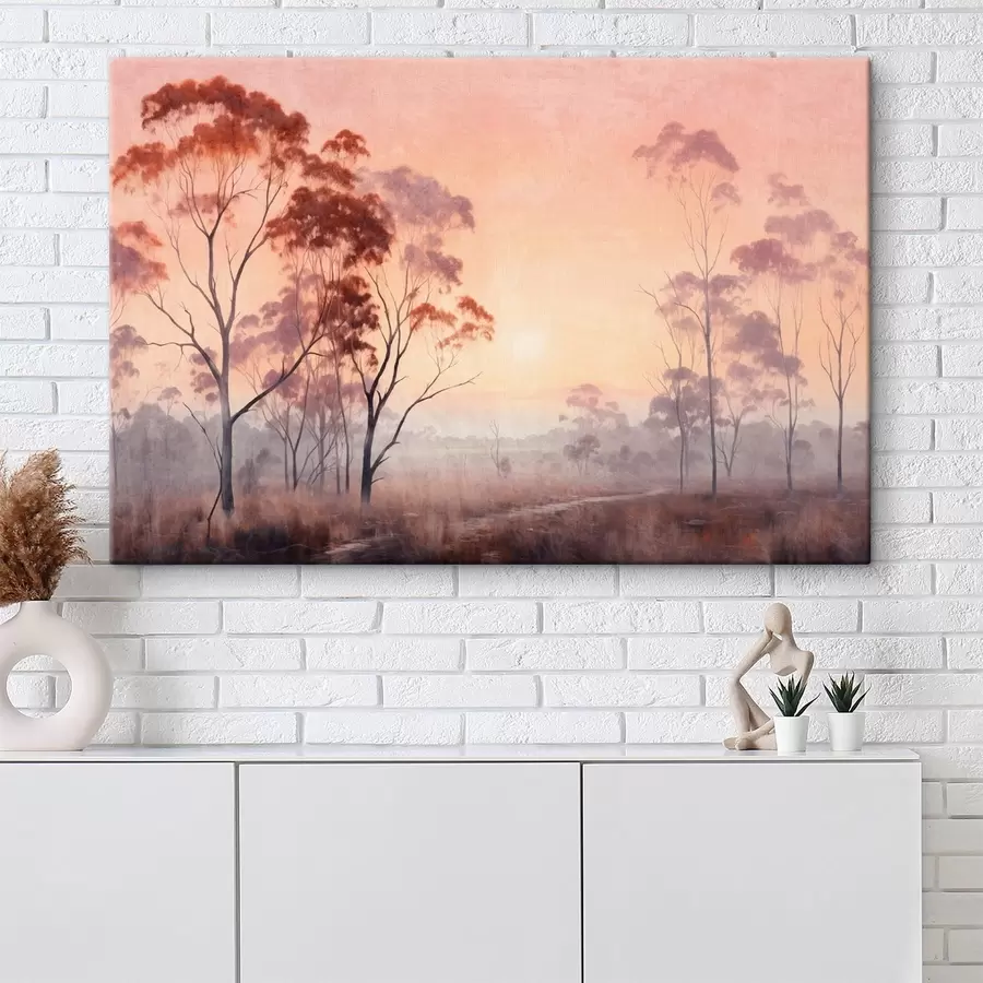 Pilt Maastikumaal kõrge rohu ja puudega põllul, taustal on päike s44854