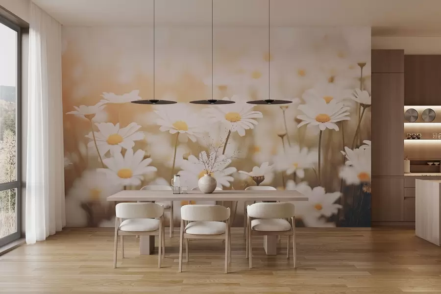 Fototapeedid Metsikud päevaküünlad heledal taustal koos pehme fookuse efektiga w04161