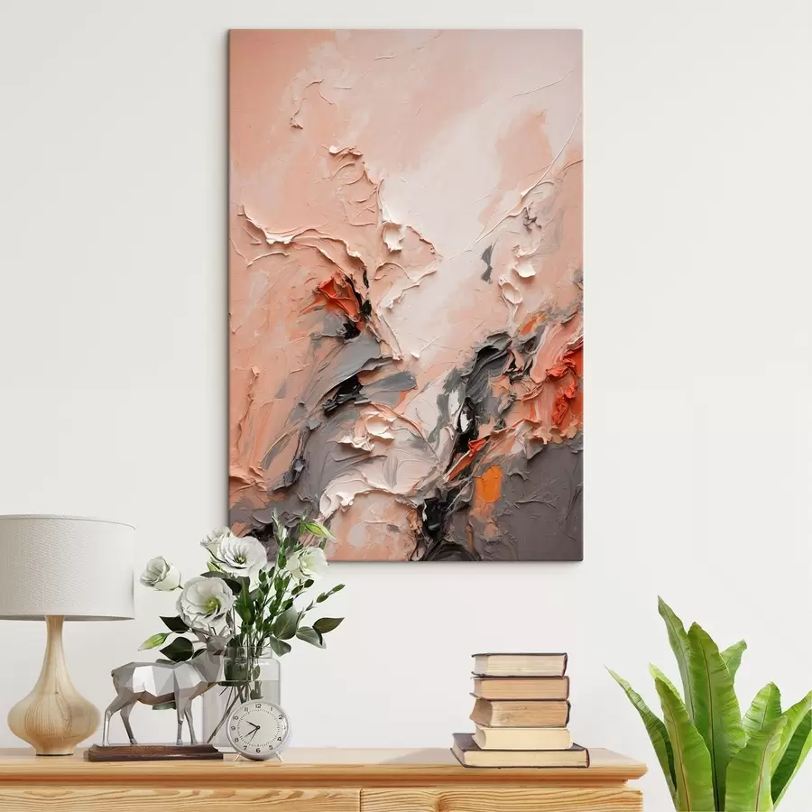 Pilt Abstraktsed virsikahallides toonides tekstuursete joonistustega s44873