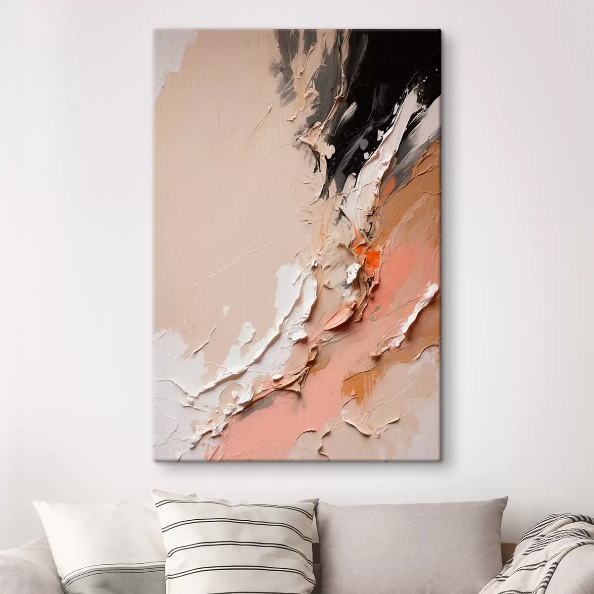 Pilt Beež ja must abstraktsioon roosa ja valge aktsentidega s44875