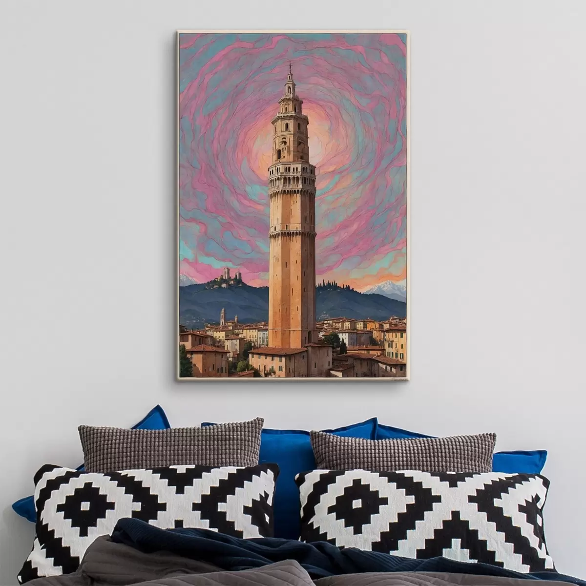 Pilt Fantaasiatorn vastu taevast roosa ja siniste spiraalidega s44885