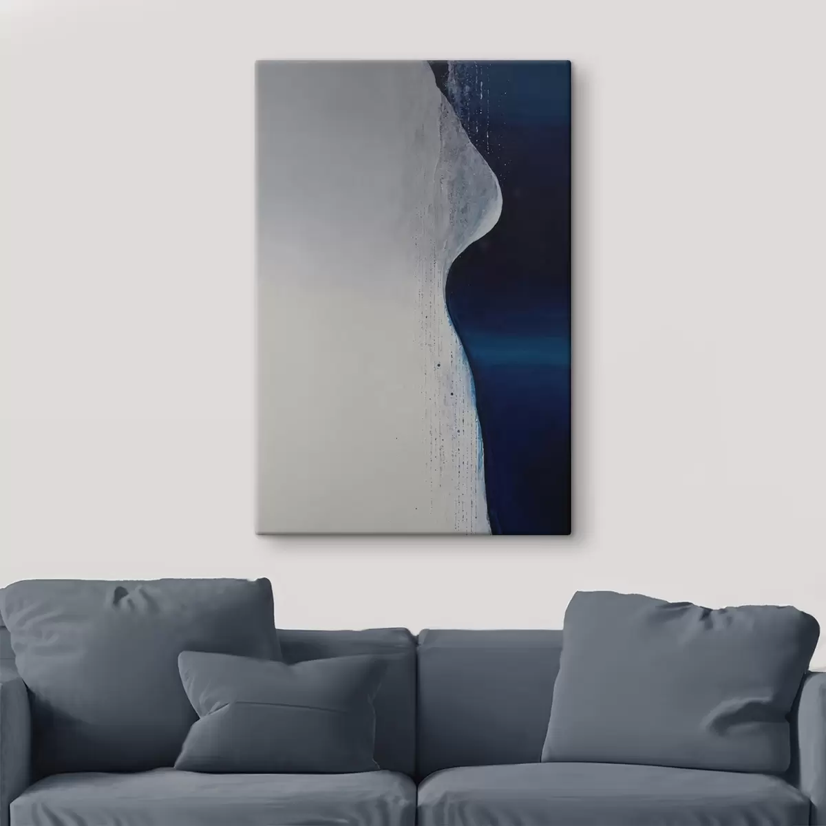 Pilt Abstraktsioon laine kujul valge ja sinise paletiga sinise paletiga s44895