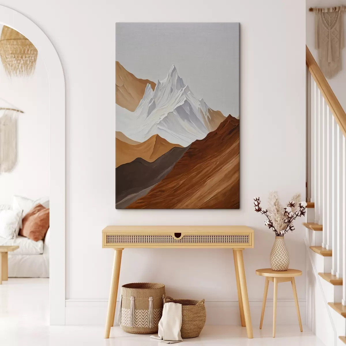 Pilt Geomeetriline mägimaastik pruunides ja valgetes toonides s44896