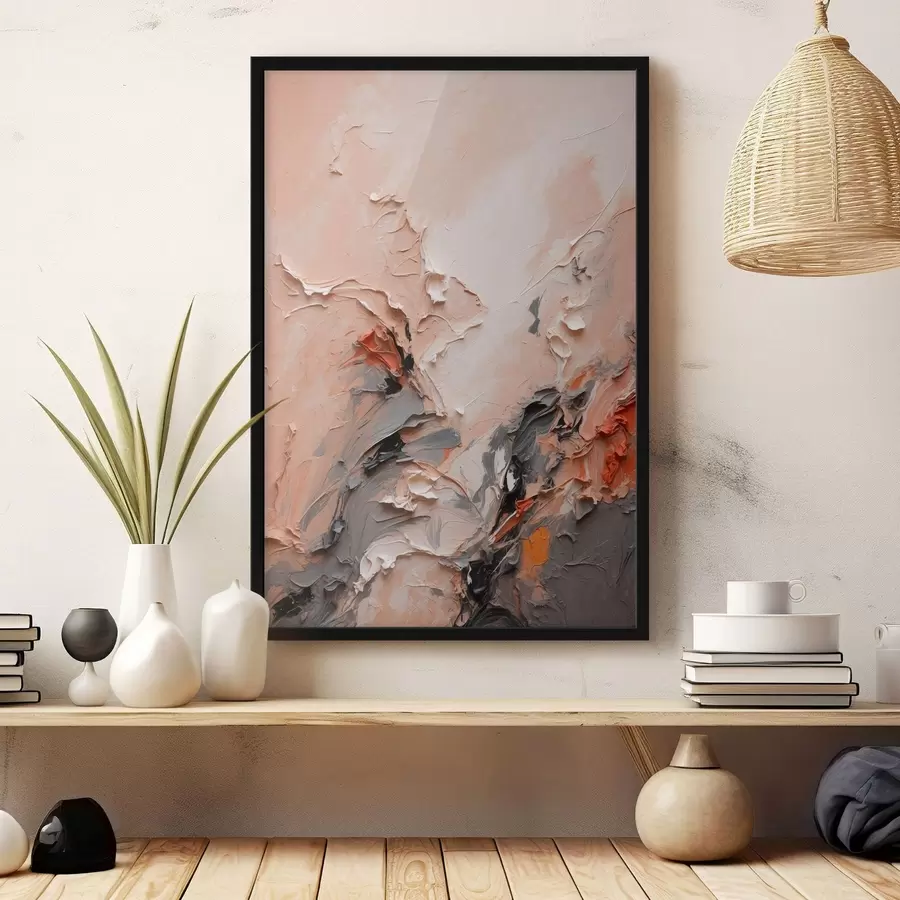 Fototapeedid Abstraktsed virsikahallides toonides tekstuursete joonistustega f44873