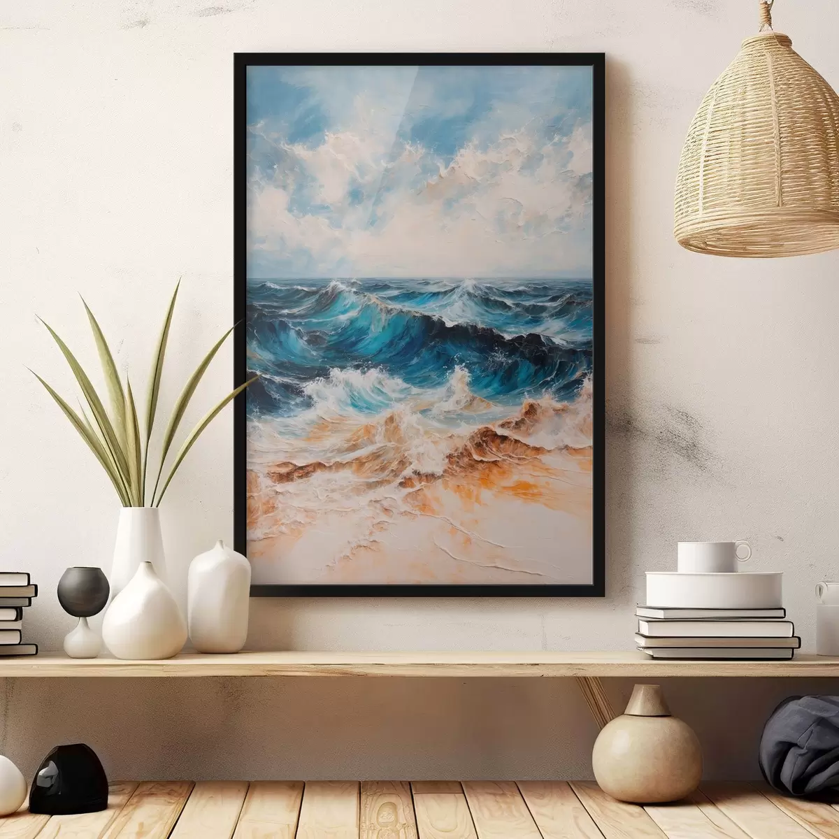 Plakat Karm meri koos lainetega selge taeva all f44881