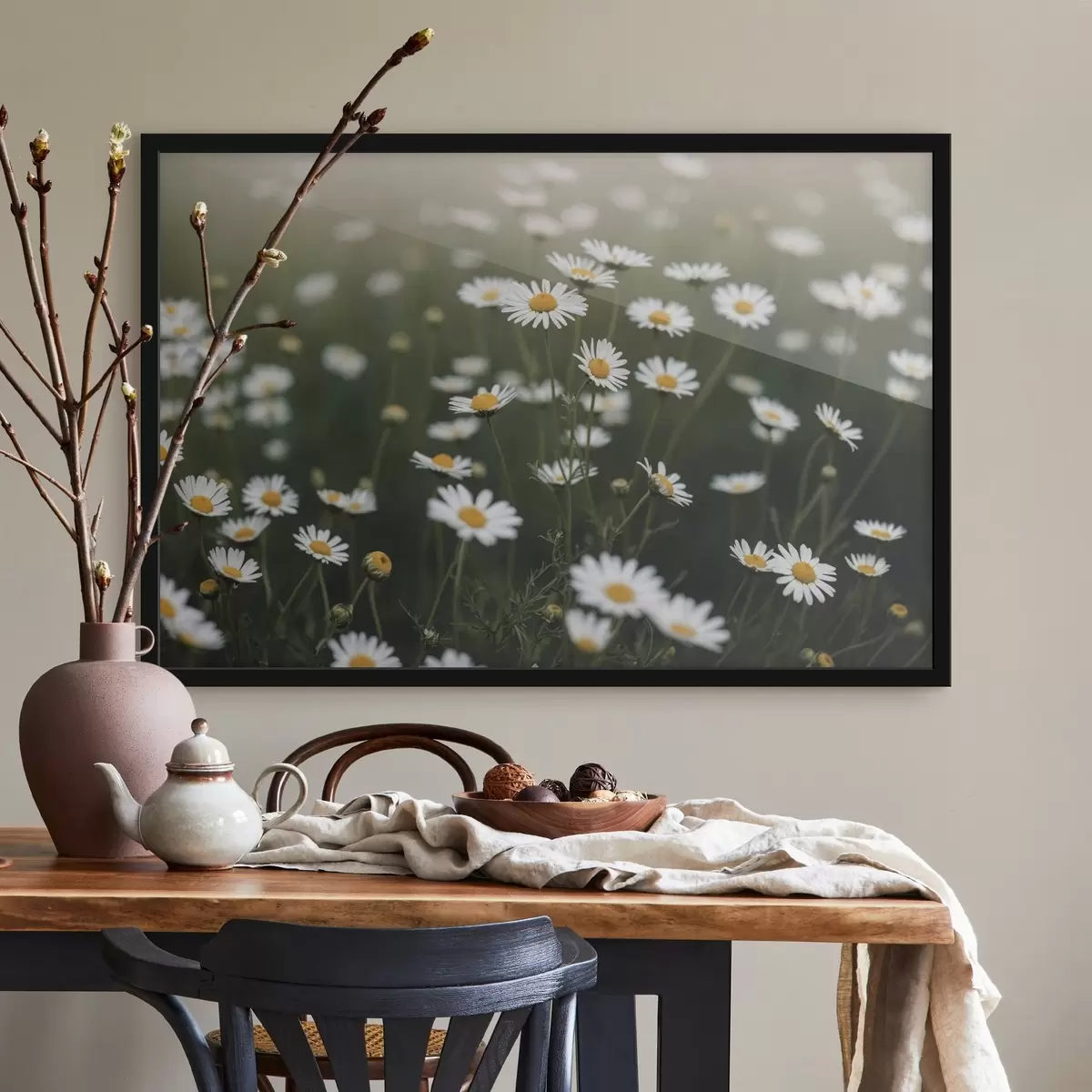 Plakat Daisy väli fookusest väljas rohelise taustaga f44898