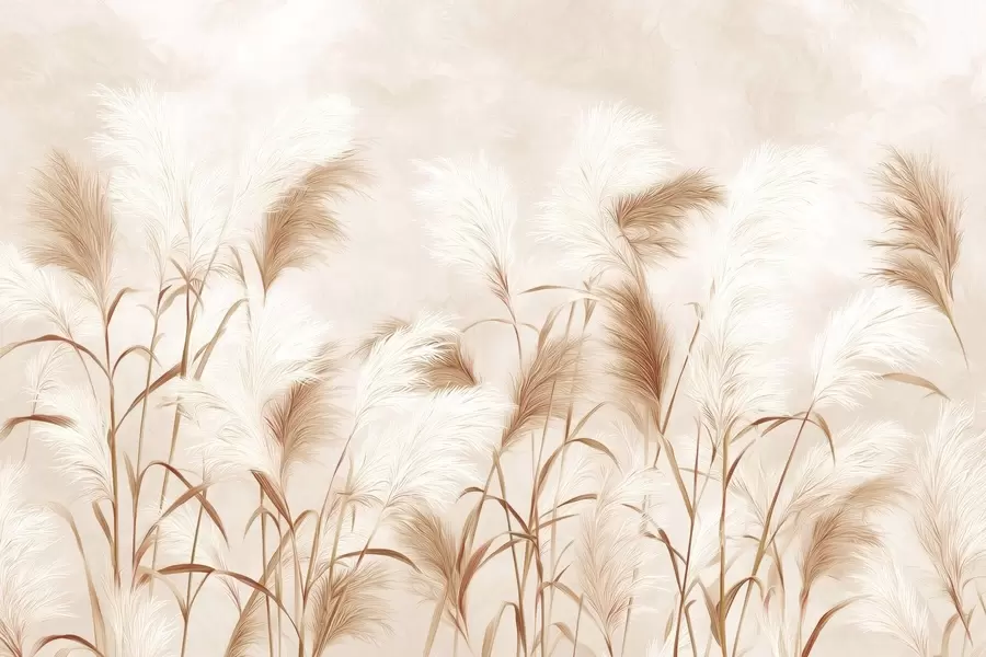 Fototapeedid Elegantne pampasrohi õitseb pehmetes beežides ja piimjas toonides w09150v1