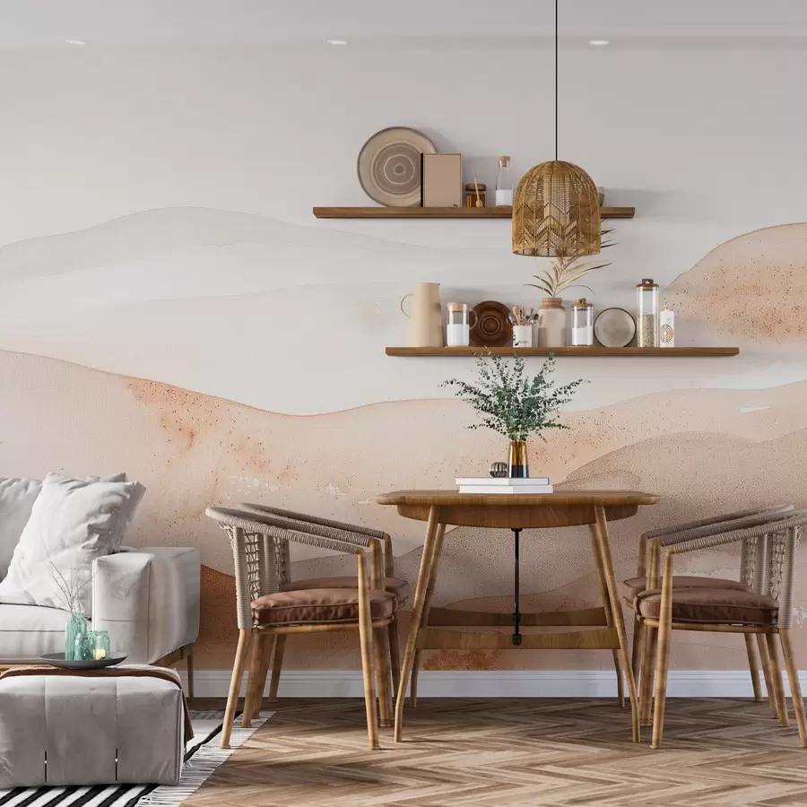 Fototapeedid Mäed sooja tooniga akvarellide efektiga mäed w09223v1