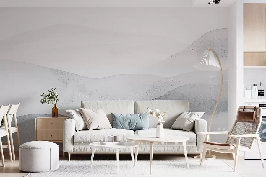 Fototapeedid Minimalistlikud udused mäed pehmetes sinistes toonides w09223v2