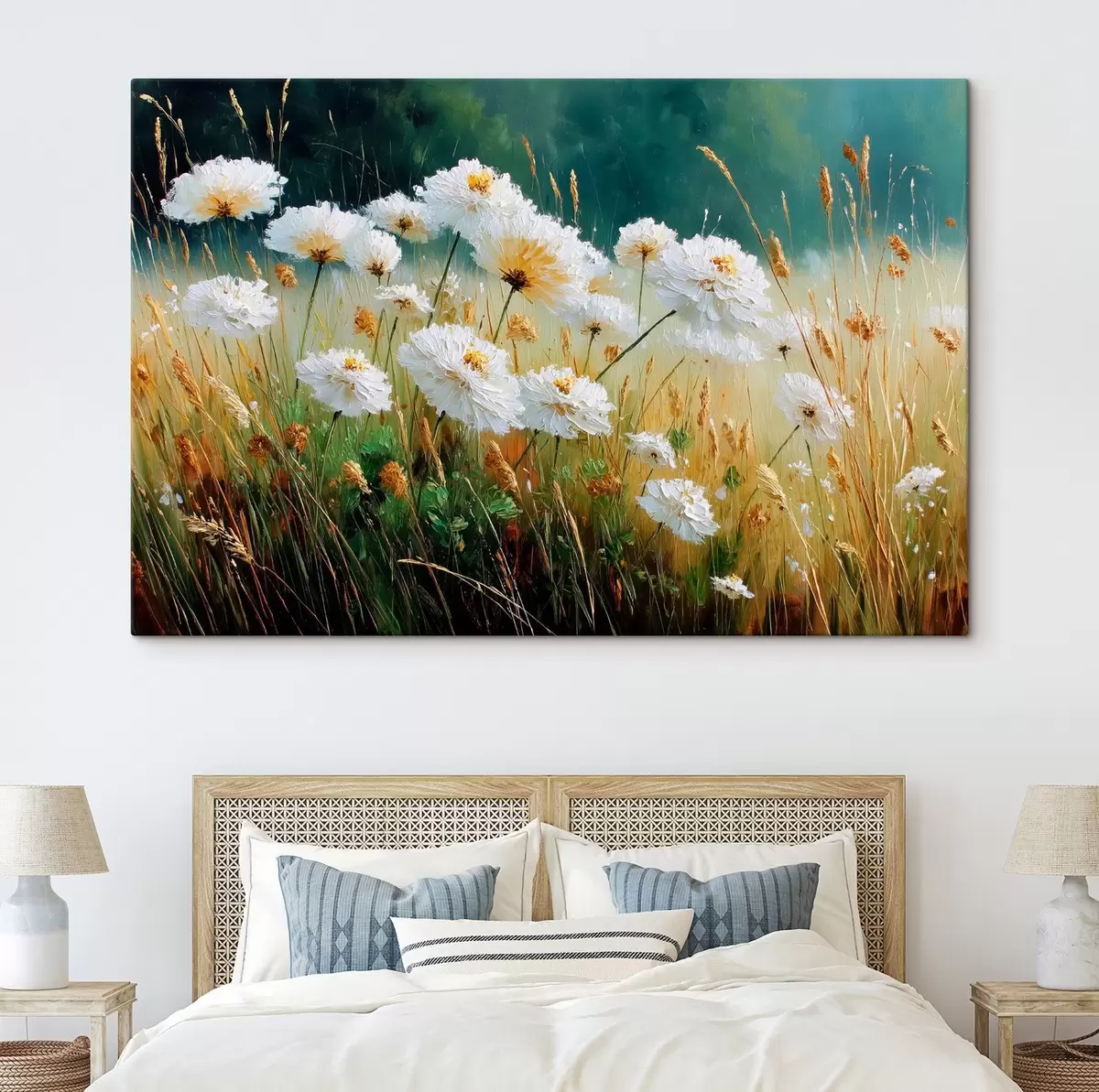 Pilt Valged lilled niidul õlistiilis s44842