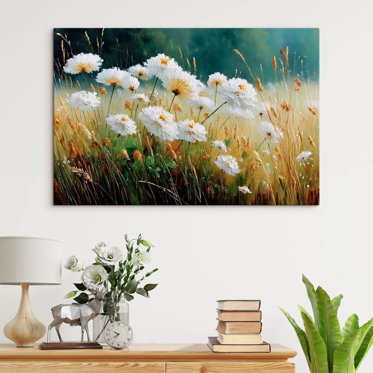 Pilt Valged lilled niidul õlistiilis s44842