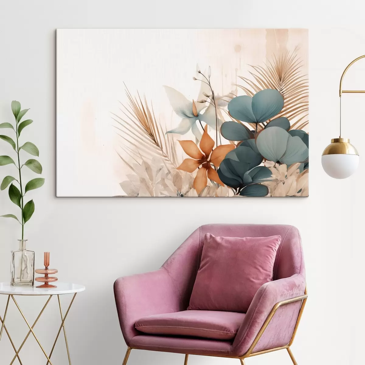 Pilt Dekoratiivsed lehed ja lilled akvarellistiilis s44843