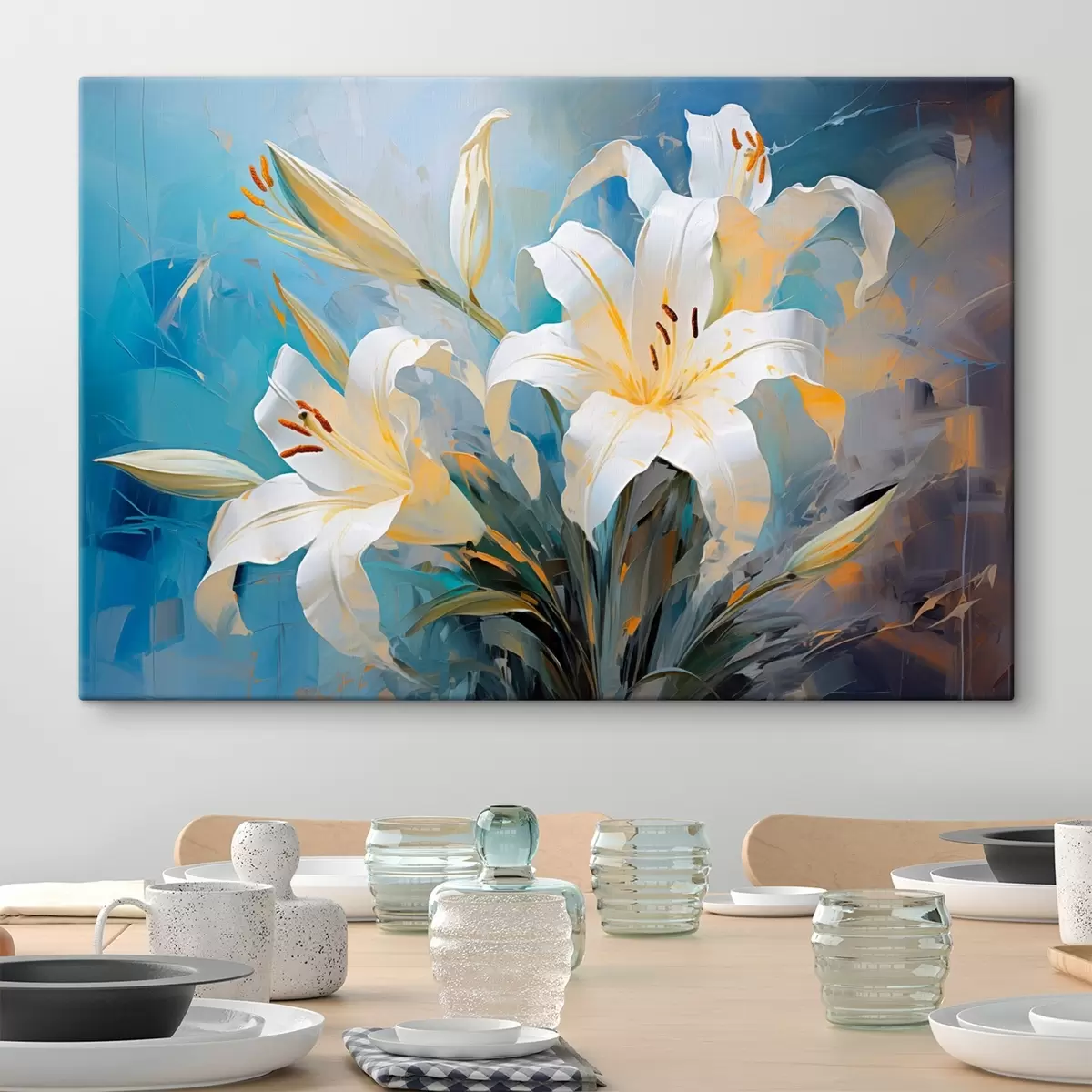 Pilt Abstraktsed lilled värvilisel taustal kunstistiilis s44849