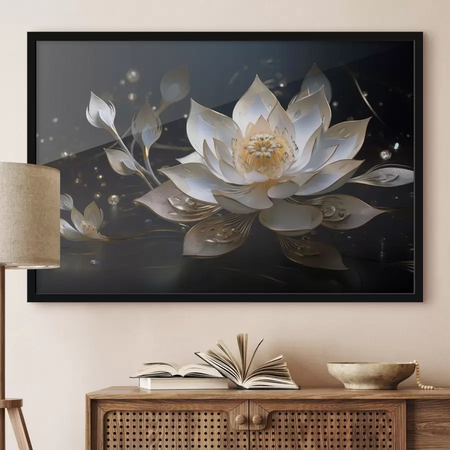 Fototapeedid Lootus elegantsete mustritega tumedal taustal f44841